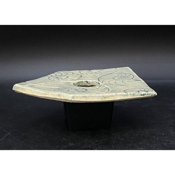 Studio Pottery Ikebana Flower Frog Vase Nautilus Sea Shell Nautical - Picture 7 of 10